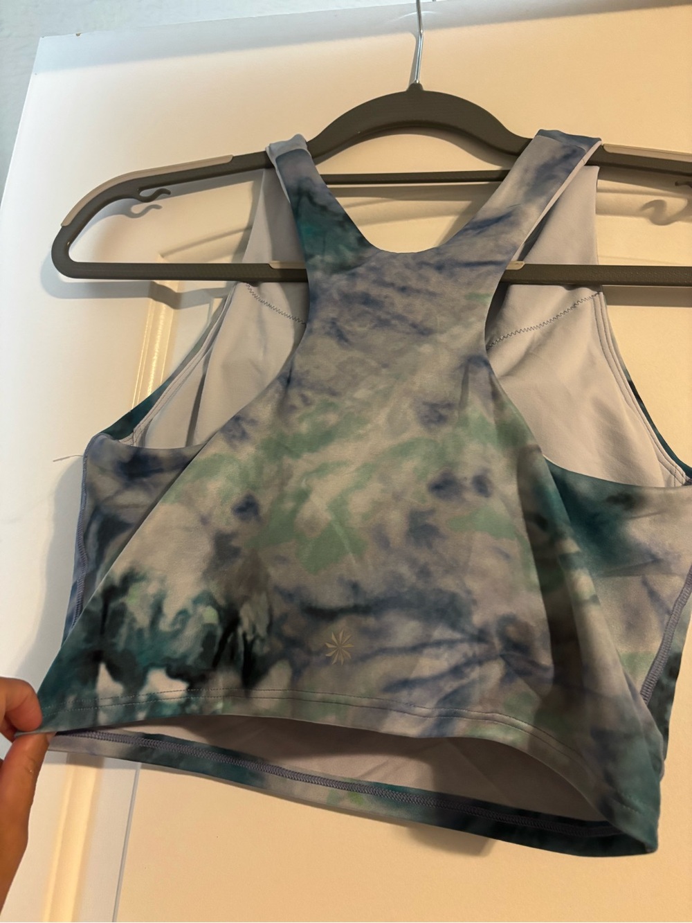 Athleta Tie-Dye High Neck Crop Tank Top in Teal & Blue - Picture 2 of 2